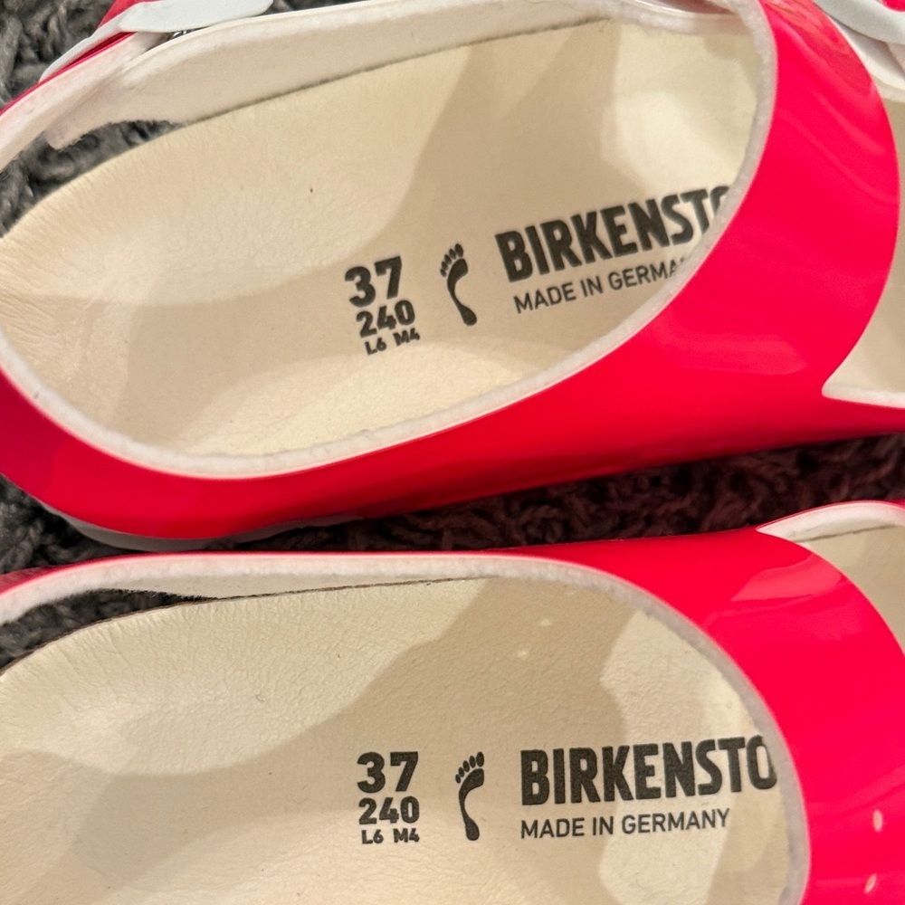Birkenstock Milano Neon Pink Sandals Shoes Vegan Patent - Picture 12 of 16